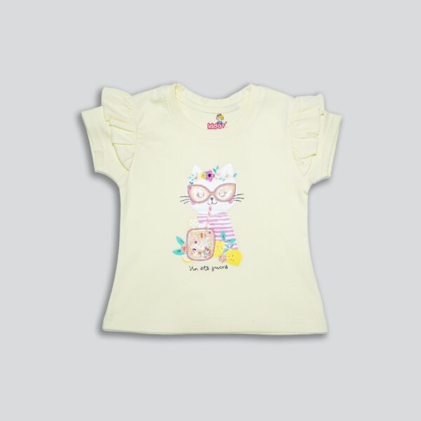 Girls Graphic Printed Embroidered Cotton T-shirt