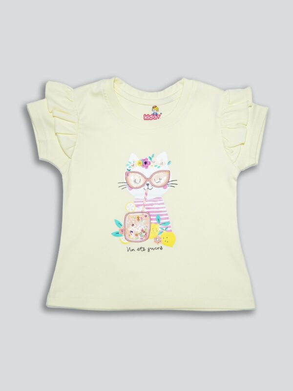 Girls Graphic Printed Embroidered Cotton T-shirt
