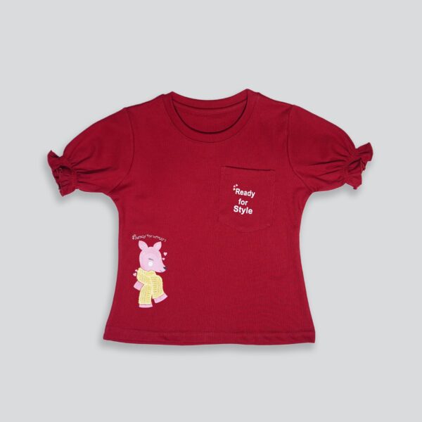 Girls Graphic Printed Round Neck Cotton T-shirt