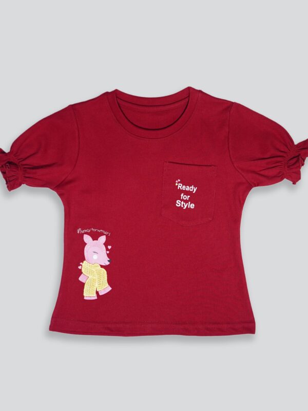 Girls Graphic Printed Round Neck Cotton T-shirt