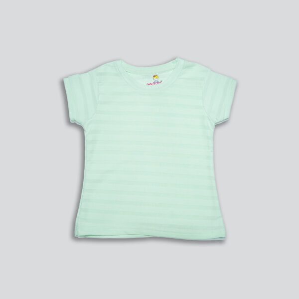 Girls Striped Round Neck Cotton T-shirt