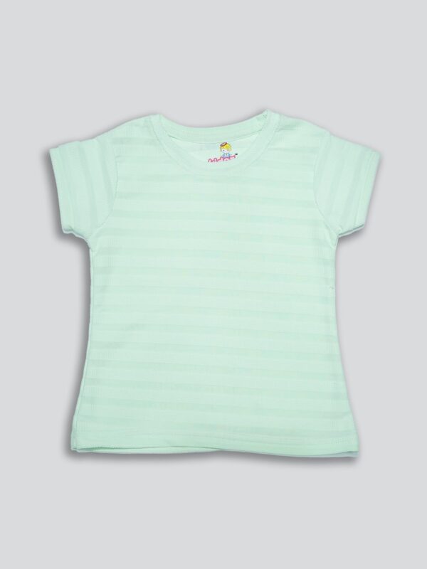 Girls Striped Round Neck Cotton T-shirt