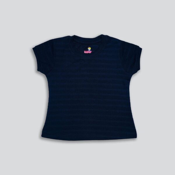 Girls Solid Round Neck Cotton Slim Fit T-shirt
