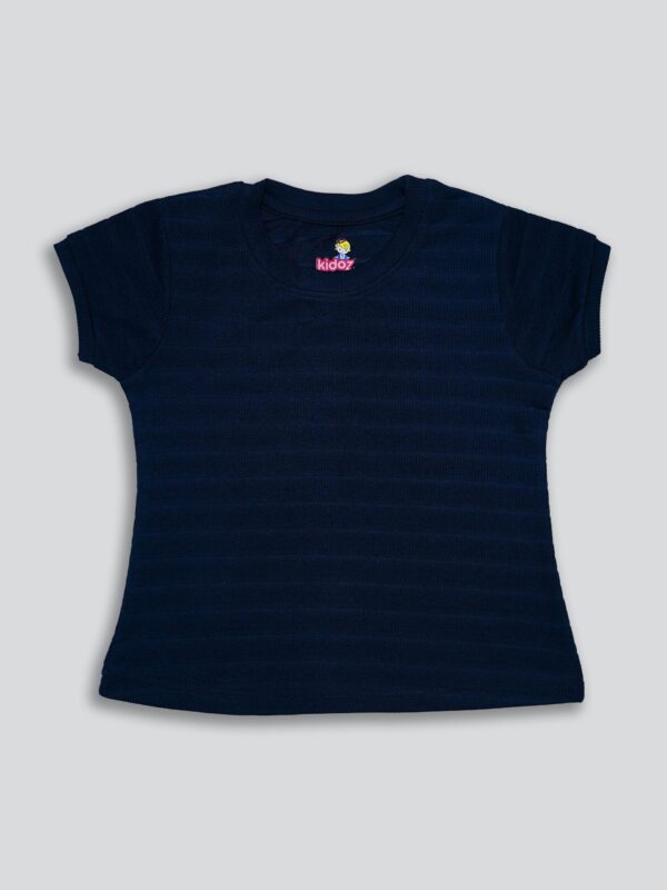 Girls Solid Round Neck Cotton Slim Fit T-shirt