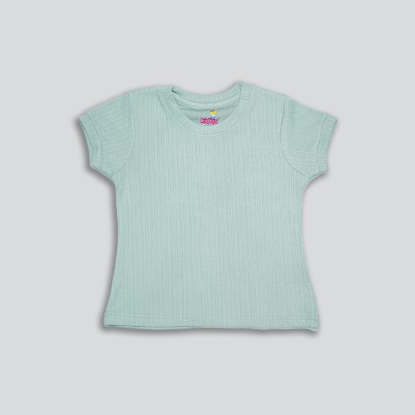 Girls Self Design Round Neck Relaxed Fit Regular Cotton T-shirt