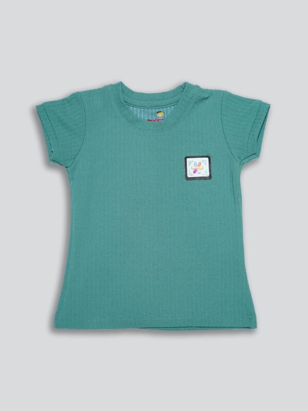 Girls Solid Round Neck Cotton T-shirt