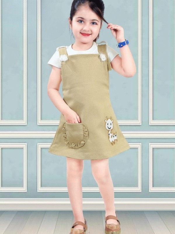 Embroidered Cotton Dungaree With T-Shirt