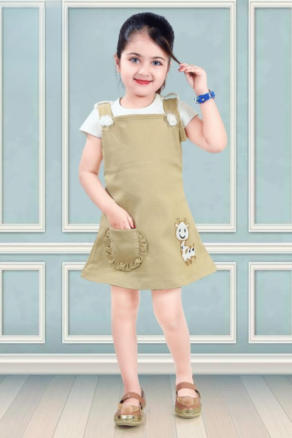 Embroidered Cotton Dungaree With T-Shirt