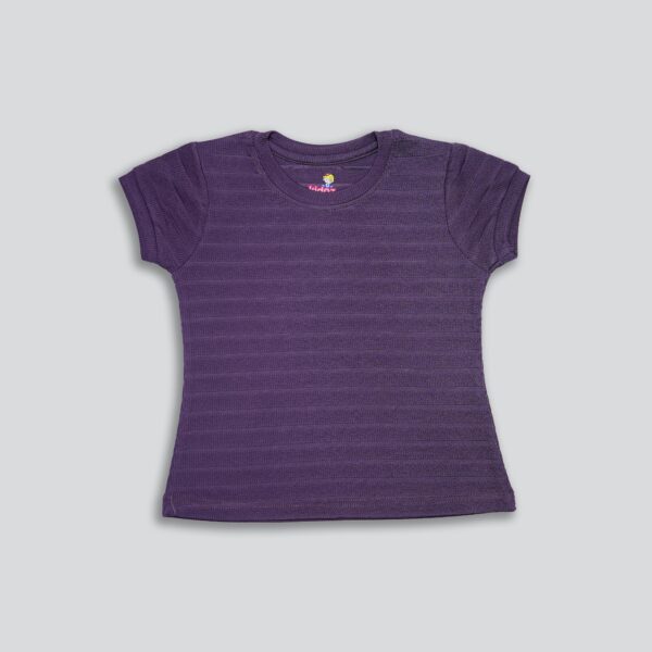 Girls Solid Round Neck Cotton Slim Fit T-shirt