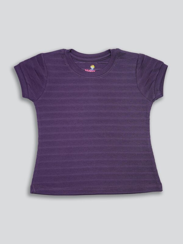 Girls Solid Round Neck Cotton Slim Fit T-shirt